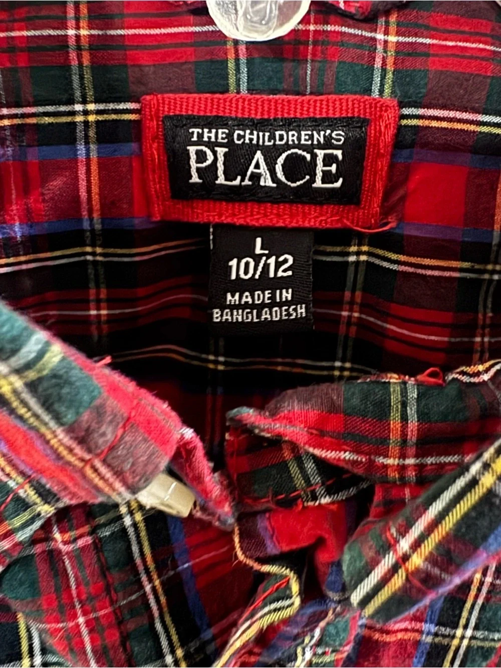The Children's Place Red, Green and Navy Plaid Button-Down Shirt